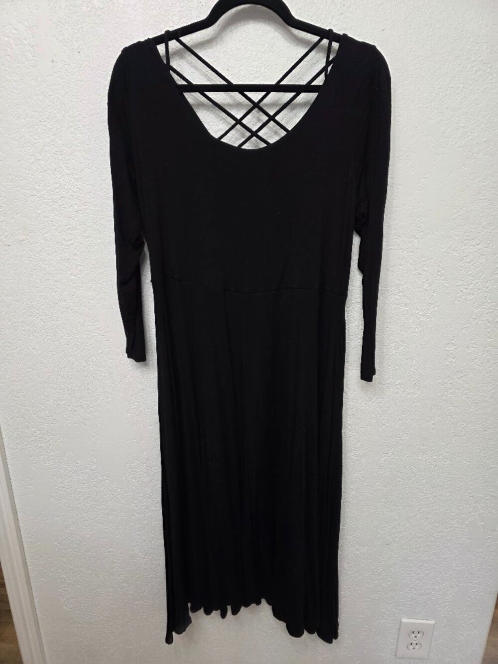 Paisley‎ Raye Black Long Sleeve Lattice Back Dress – Size 1X – Pockets